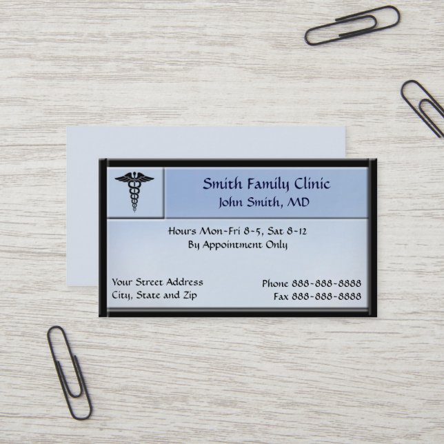 Médecin Docteur Médicale Carte de visite Symbole (Devant/Arrière en situation)
