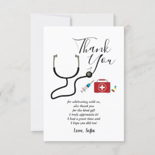 Médecin, Infirmière, carte de remerciements Médica