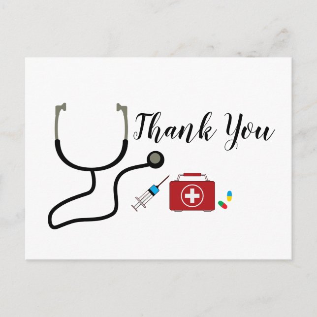 Médecin, Infirmière, carte de remerciements Médica (Devant)