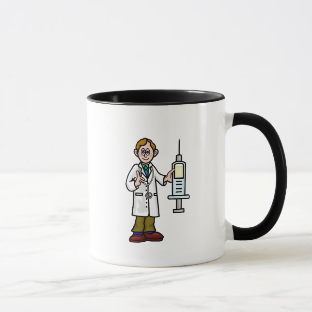 Médecin masculin avec seringue géante Mug (Droite)