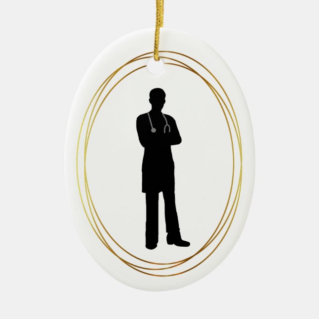 Médecin masculin Silhouette Ornement de Noël (Devant)