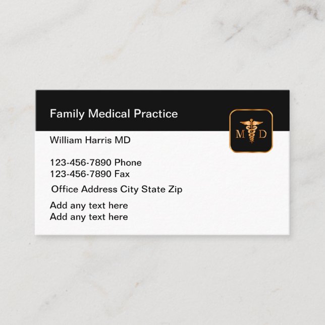 Médecin Médicale Cartes de visite de la pratique f (Devant)