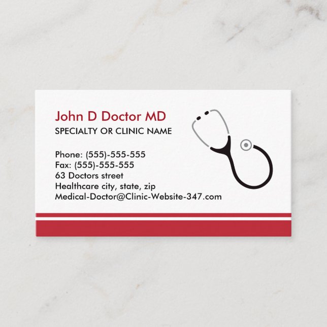 médecin Médicale ou cartes de visite de santé (Devant)