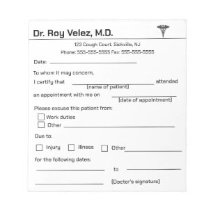 Médecins Pardon Bloc-notes