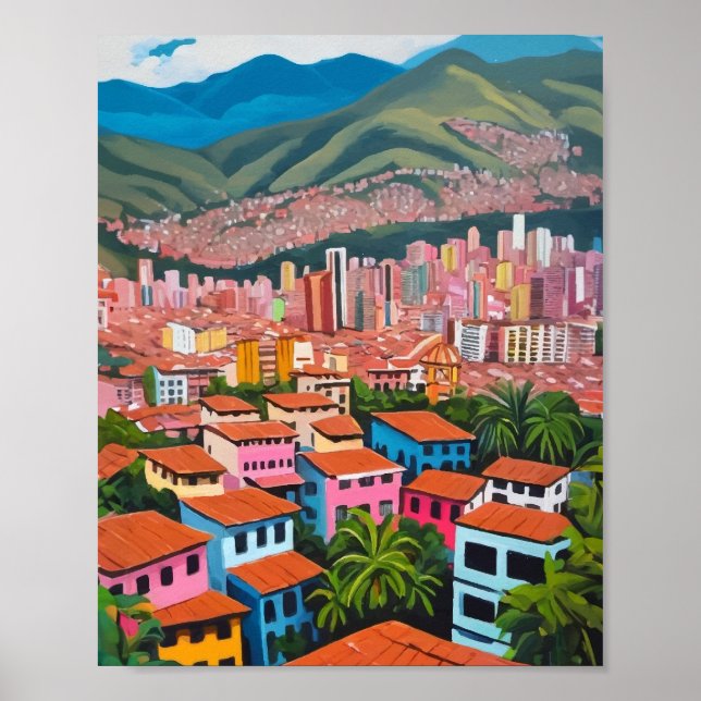 Medellin Colombia Ölgemälde Poster (Vorne)