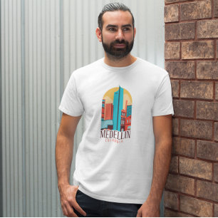 Medellin Colombia Vintag Cityscape T-Shirt