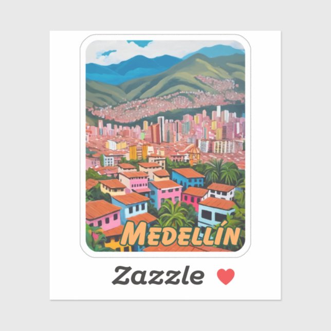 Medellin Colombia Watercolor Aufkleber (Blatt)