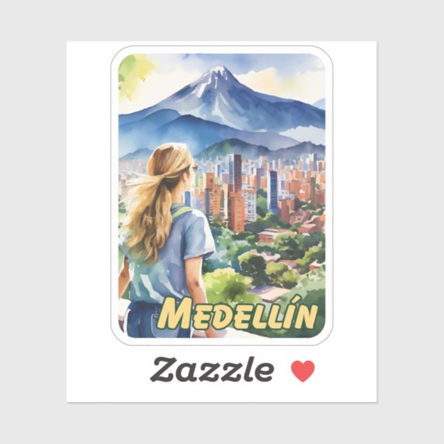 Medellin Colombia Watercolor Aufkleber (Blatt)