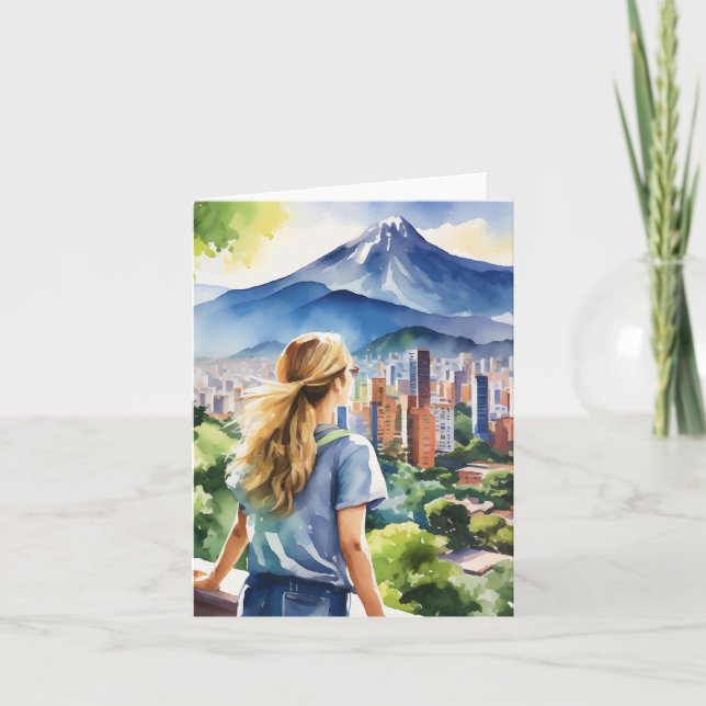 Medellin Colombia Watercolor Karte (Vorderseite)