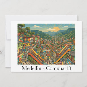 Medellin Kolumbien Comuna 13 Reise Kunst Karte