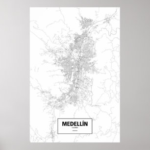 Medellín, Kolumbien (Schwarzes auf Weiß) Poster