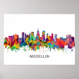 Medellin Kolumbien Skyline Poster