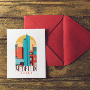 Medellin Kolumbien Vintage-Stadtansicht Postkarte