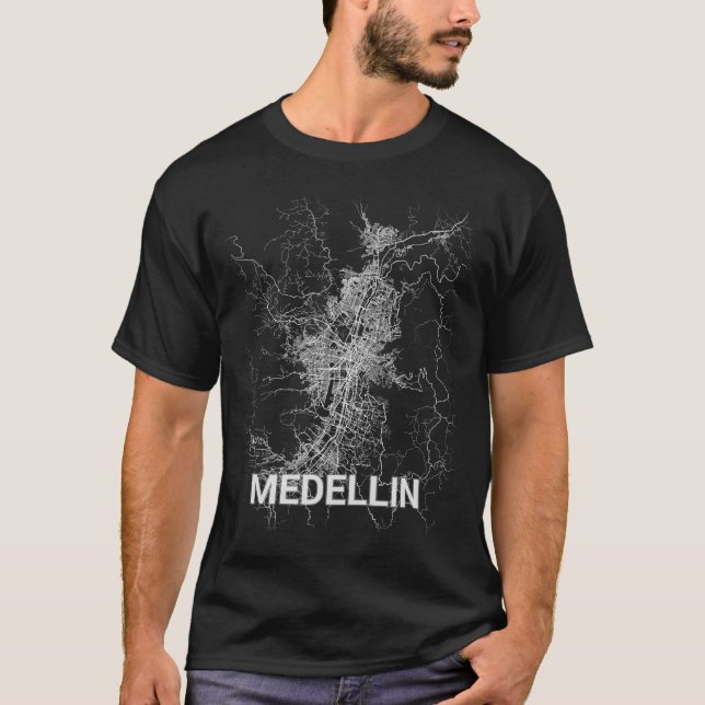 Medellin-Stadtkarte (GROSSDRUCK) T-Shirt (Vorderseite)