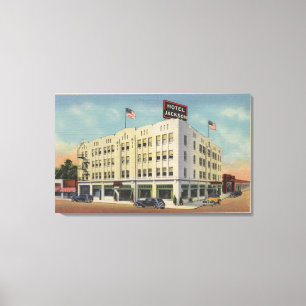 Medford, Ansicht Oregons - Hotel-Jackson mit altem Leinwanddruck
