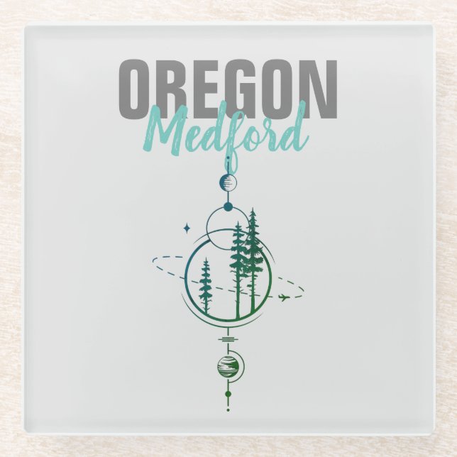 Medford Oregon Geometric Trees Glasuntersetzer (Vorderseite)