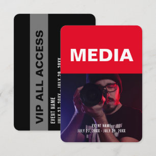 Media All Access Pass Event-ID Abzeichen 3.5" x 5" Einladung