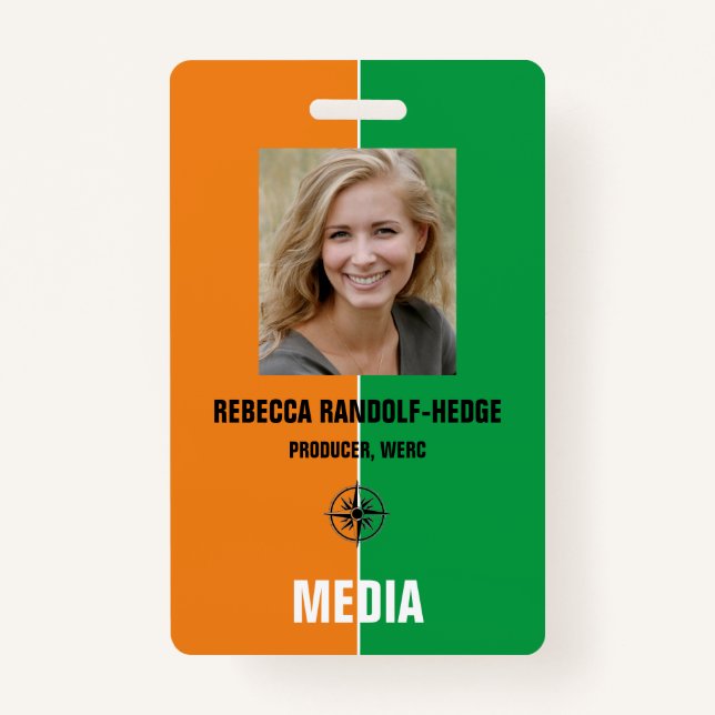 MEDIA PASS - Foto I.D. Abzeichen Ausweis (Vorderseite)