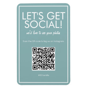 Média social Turquoise moderne QR Code Magnet