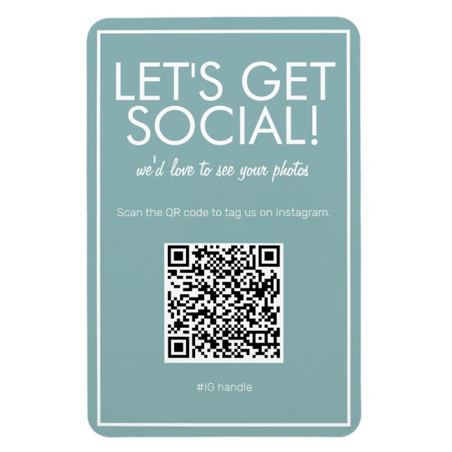 Média social Turquoise moderne QR Code Magnet (Vertical)
