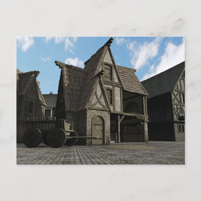 Mediaeval Street Scene - 3 Postkarte (Vorderseite)
