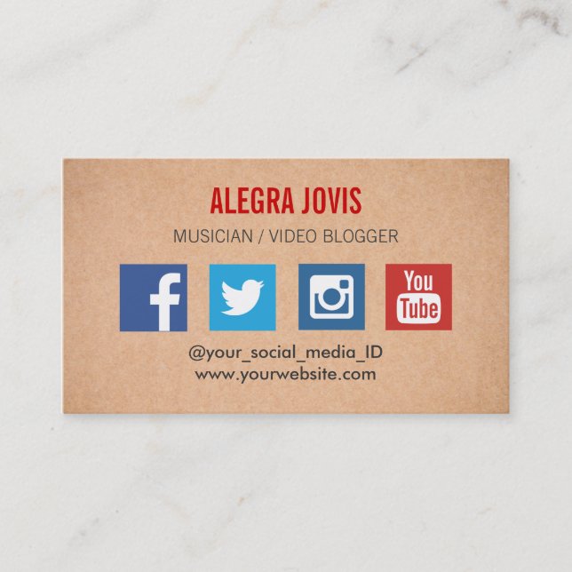 MÉDIAS SOCIAUX MUSICIEN VOUS TUBE CARTE DE VISITE (Devant)