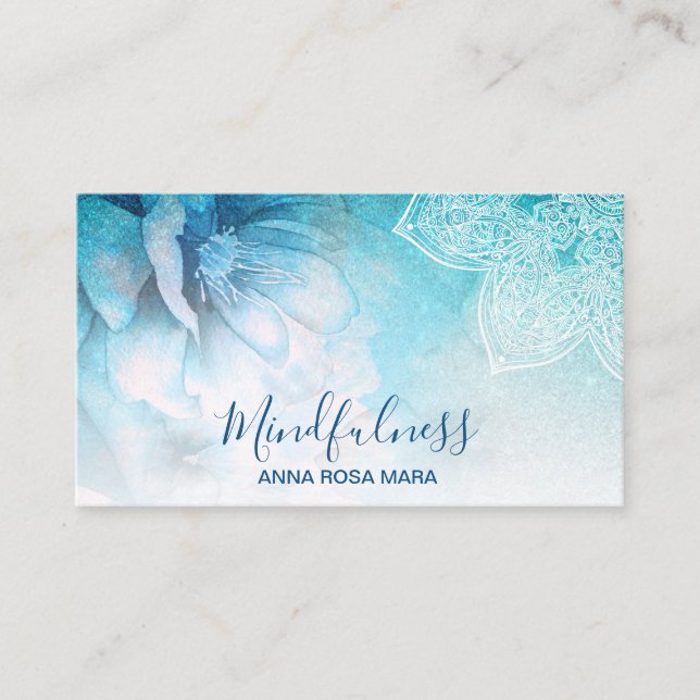 *~* Mediation Mandala Reiki Yoga Floral Glitzer Visitenkarte (Vorderseite)