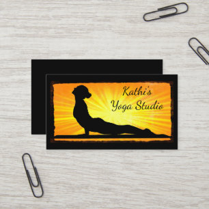 Médiation orange et noire Cartes de visite de Yoga