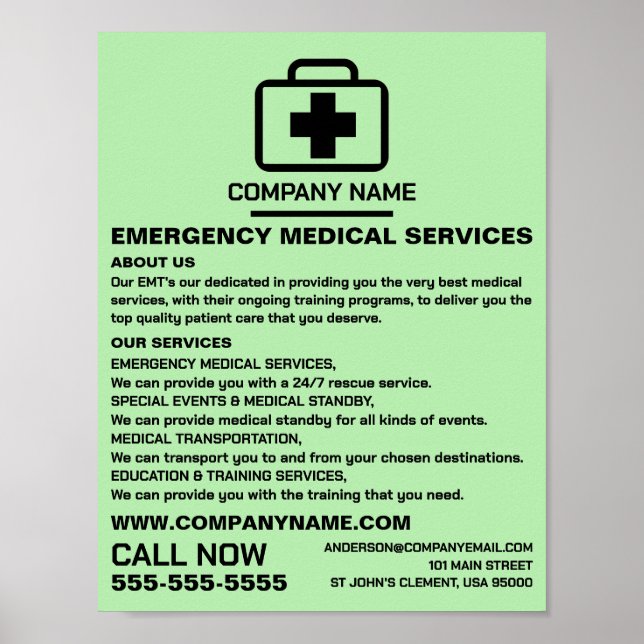 Medic Bag Design, EMT, paramedische Werbung Poster (Vorne)