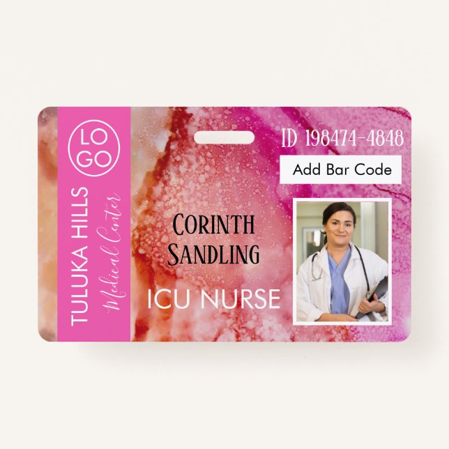 Medica Foto ID Hübsch Pink Blenden Ink Mix Ausweis (Vorderseite)