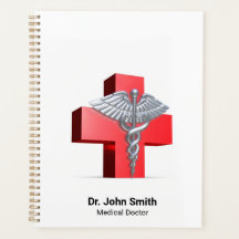 Medical 3D Caduceus Silver Cross Rot