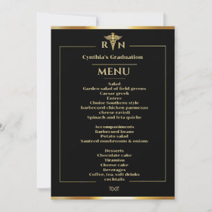 Medical Abschluss Dinner Menu für Black & Gold Einladung