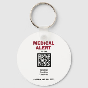 *~* Medical Alert AP38 QR ICE Keychain Schlüsselanhänger