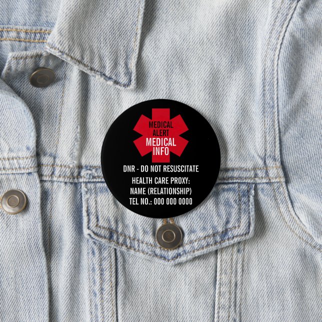 Medical Alert Series Healthcare Proxy Personalize Button (Beispiel)
