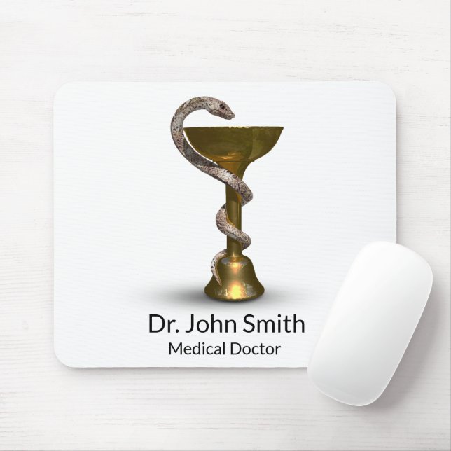 Medical Bronze Snake Bowl Hygieia White Caduceus Mousepad (Mit Mouse)