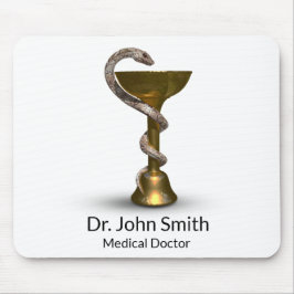 Medical Bronze Snake Bowl Hygieia White Caduceus Mousepad
