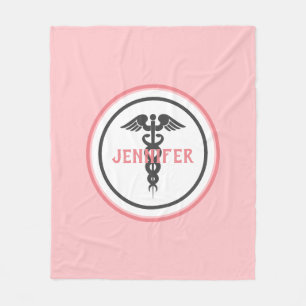 Medical Caduceus Blush Pink Fleecedecke