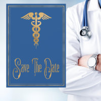 Medical Caduceus Doctor Nurse Blue Save the Date