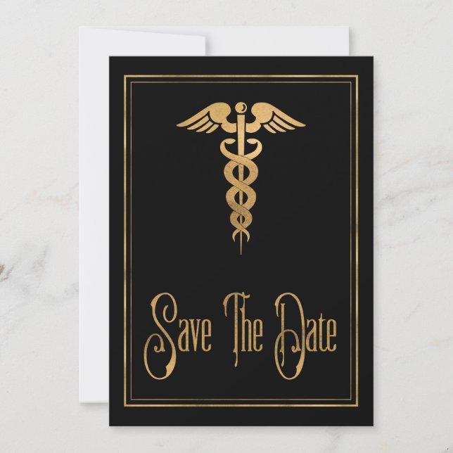 Medical Caduceus Doctor Nurse Blue Save The Date (Devant)