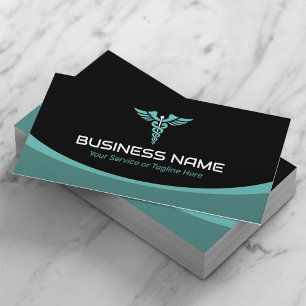 Medical Caduceus Logo Health Care Moderne Aquamari Visitenkarte