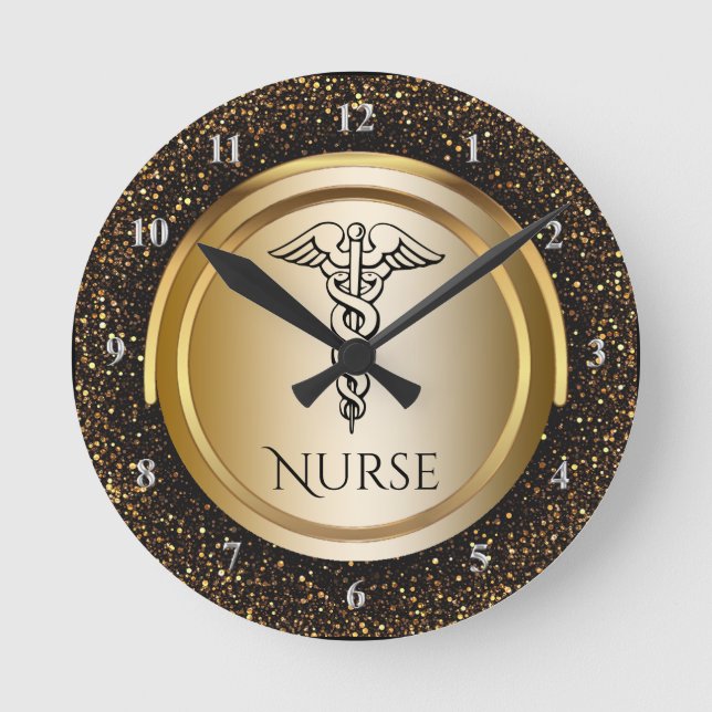 Medical Caduceus Symbol | Nurses Nursing RN Runde Wanduhr (Vorderseite)