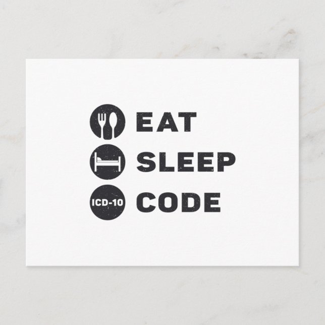 Medical Coder Eat Sleep Code ICD Coding Programmer Postkarte (Vorderseite)