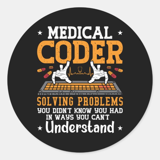 Medical Coder Solving Problems Assistant Coding Runder Aufkleber (Vorderseite)