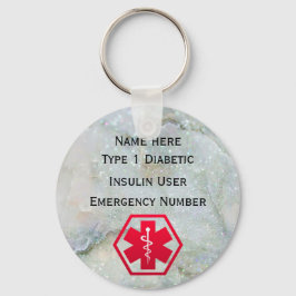 Medical Diabetic Alert Personalized Type 1 or 2 Schlüsselanhänger