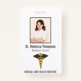 Medical Elegance Gold Caduceus Black Wings Foto ID Ausweis