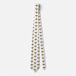 Medical Elegance Gold Caduceus Black Wings Muster Krawatte