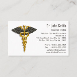 Medical Elegant Gold Caduceus Classy Black Wings Terminkarte