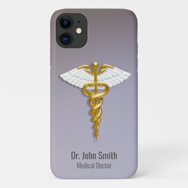 Medical Elegant Gold Caduceus White Wings Case-Mate iPhone Hülle (Rückseite)