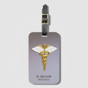 Medical Elegant Gold Caduceus White Wings Gepäckanhänger