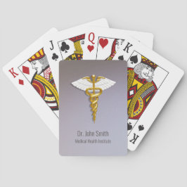 Medical Elegant Gold Caduceus White Wings Spielkarten